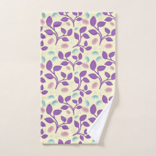 Dark Purple Floral Pattern Aesthetic Seamless Hand Towel
