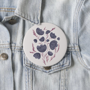 Dark Purple Flower Aesthetic  4 Inch Round Button