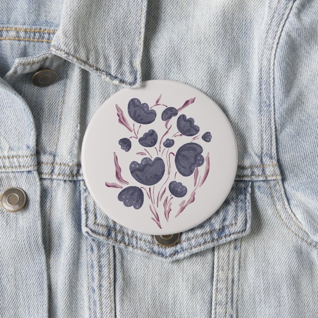 Dark Purple Flower Aesthetic  4 Inch Round Button (In Situ)