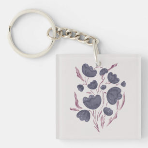 Dark Purple Flower Aesthetic  Keychain