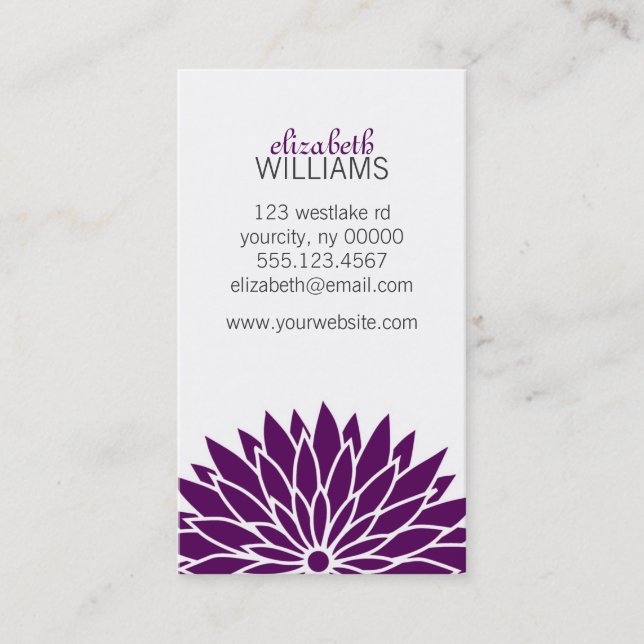 Dark Purple Flower Business Card (Front)