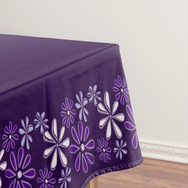 Dark Purple Flower Doodle Border Tablecloth (In Situ)