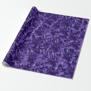 Dark Purple Flowers on Flowers Wrapping Paper
