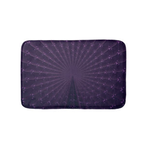 Dark Purple Fractal Peacock Feather Pattern Bath Mat