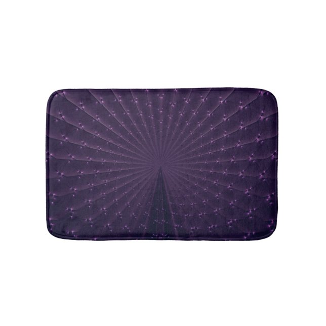 Dark Purple Fractal Peacock Feather Pattern Bath Mat (Front)