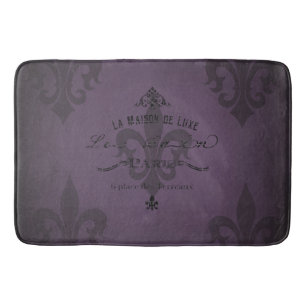 Dark Purple French Bathroom Mat