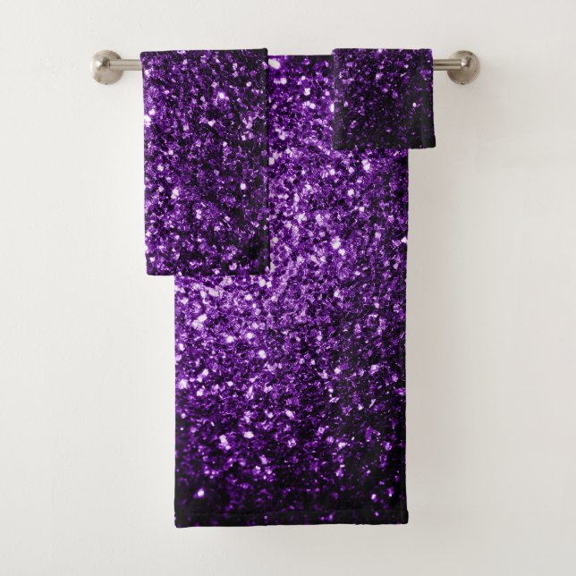 Dark Purple glitter sparkles  Bath Towel Set (Insitu)