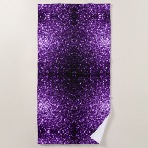 Dark Purple glitter sparkles  Beach Towel