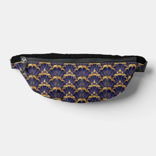 DARK PURPLE & GOLD ART DECO PATTERNS FANNY PACK (Lay Down)