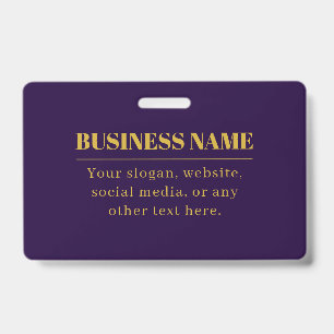 Dark Purple & Gold Business Name or Greeting  Badge