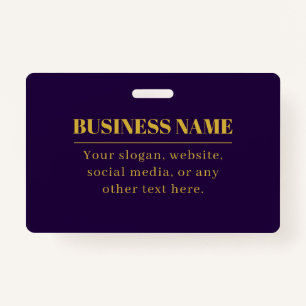 Dark Purple & Gold Business Name or Greeting Badge