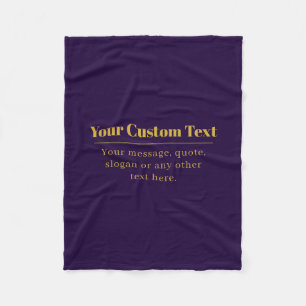Dark Purple & Gold Business Name or Greeting Fleece Blanket