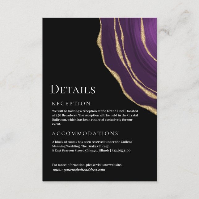 Dark purple golden agate enclosure card (Front)