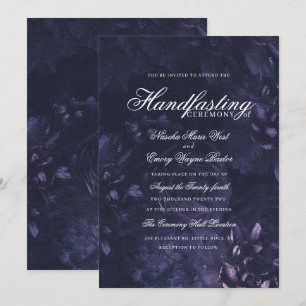 Dark Purple Gothic Boho Floral Handfasting Invitation