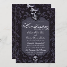 Dark Purple Gothic Boho Floral Skull Handfasting