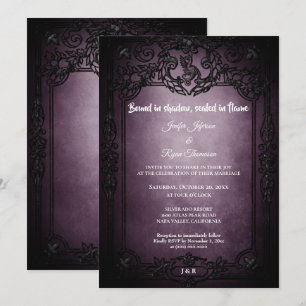 Dark purple Gothic Halloween wedding invitation
