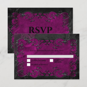 Dark purple Gothic Halloween Wedding RSVP Card