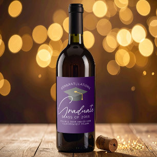Dark Purple Graduate Custom Graduation Party Wine Label
