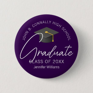 Dark Purple Graduate Personalized Graduation 2 Inch Round Button