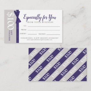 Dark purple gray business $100 gift voucher card