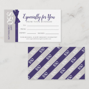 Dark purple gray business gift voucher certificate card