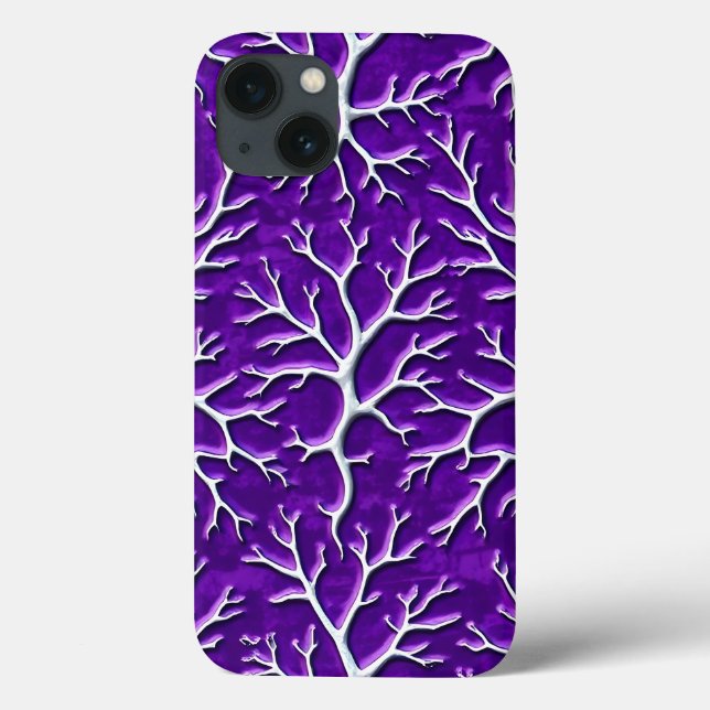Dark Purple iPhone Case with Vein Texture (Back)