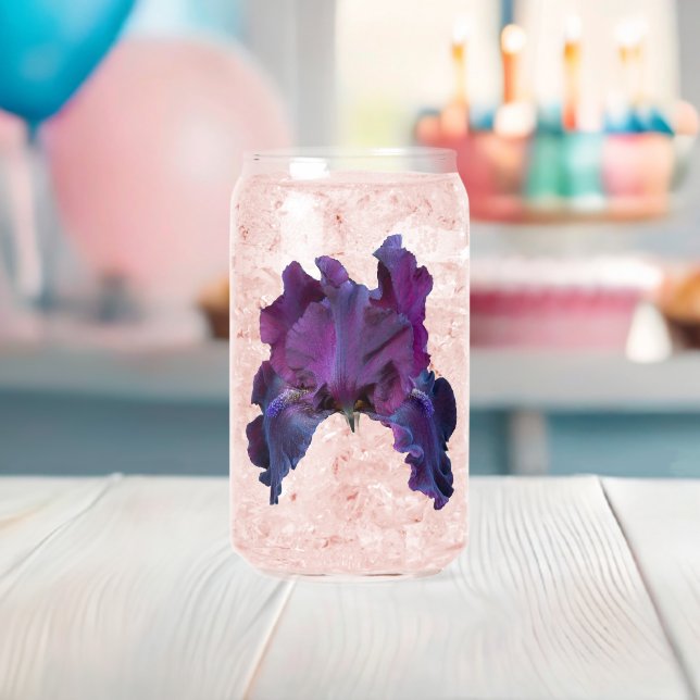 Dark Purple Iris Bloom Floral Can Glass (Insitu (Baby Shower))