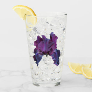 Dark Purple Iris Bloom Floral Glass