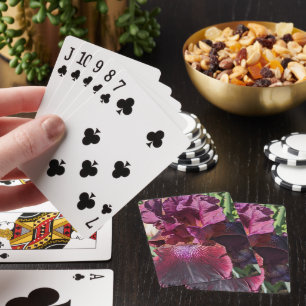 Dark Purple Iris Bloom Floral Playing Cards