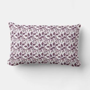 Dark Purple Leaf Pattern, Elegant Botanical Print, Lumbar Pillow
