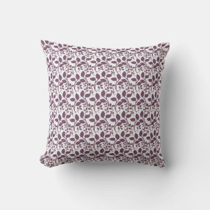 Dark Purple Leaf Pattern, Elegant Botanical Print, Throw Pillow