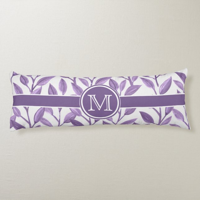 Dark Purple Leaves Personalized Body Pillow (Back)