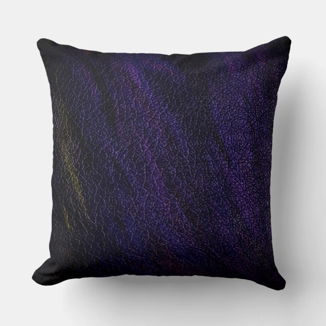Dark Purple Look Leather Throw Pillow (Front)