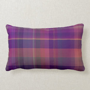 Dark Purple Madras Plaid Stripe Pattern Lumbar Pillow