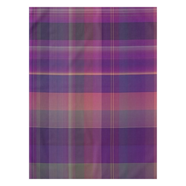 Dark Purple Madras Plaid Stripe Pattern Tablecloth (Front)