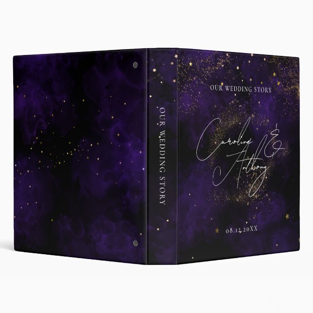 Dark Purple Magical Gold Wedding Story Binder (Background)