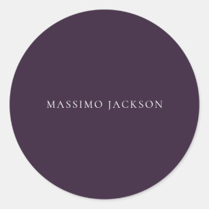 Dark Purple Minimalist Plain Modern Classic Round Sticker