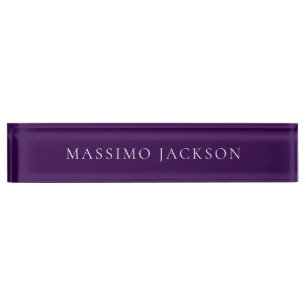 Dark Purple Minimalist Plain Modern  Nameplate