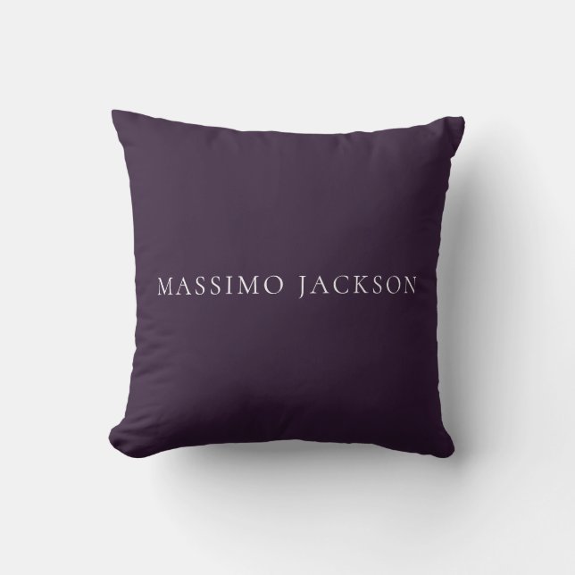Dark Purple Minimalist Plain Modern  Throw Pillow (Front)