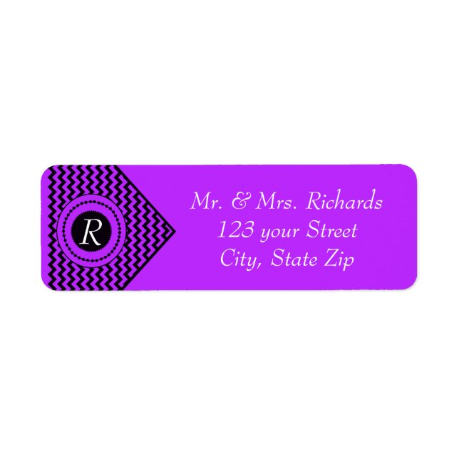 Dark Purple Monogrammed Chevron (Front)