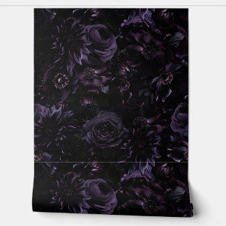 Dark Purple Moody Gothic Peonies Florals Night Wallpaper