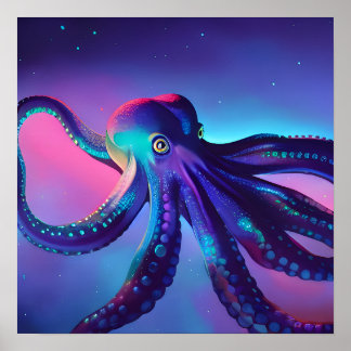 Dark Purple Octopus Poster