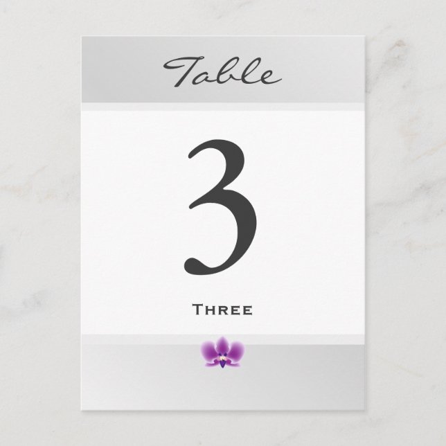 Dark Purple Orchid Table Number Card (Front)