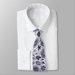 Dark purple paisley on pale grey tie