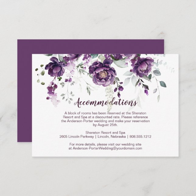 Dark Purple Peonies Downloadable Enclosure Card (Front/Back)