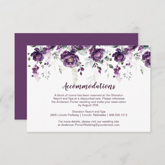 Dark Purple Peonies Enclosure Cards (Front/Back)