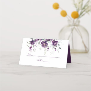 Dark Purple Peonies Floral Place Card