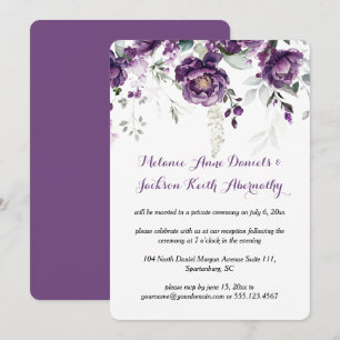 Dark Purple Peonies Reception Only Wedding Invitation