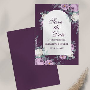 Dark Purple Peonies Save The Date Card