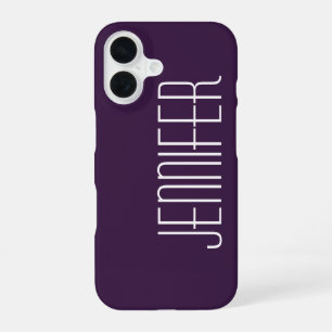 Dark Purple, Personalized Jumbo Custom Name iPhone 16 Case